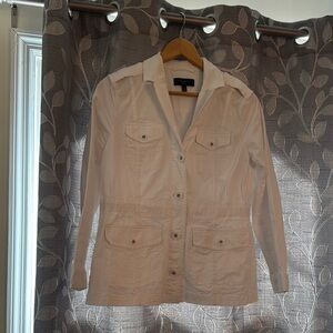 Talbots White Utility Jacket Lightweight Cotton Blend